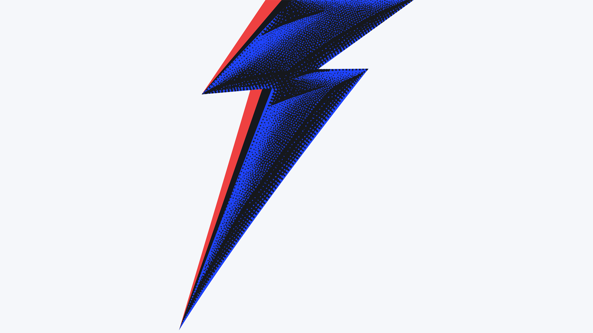 A stylized blue lightning bolt with a red accent.